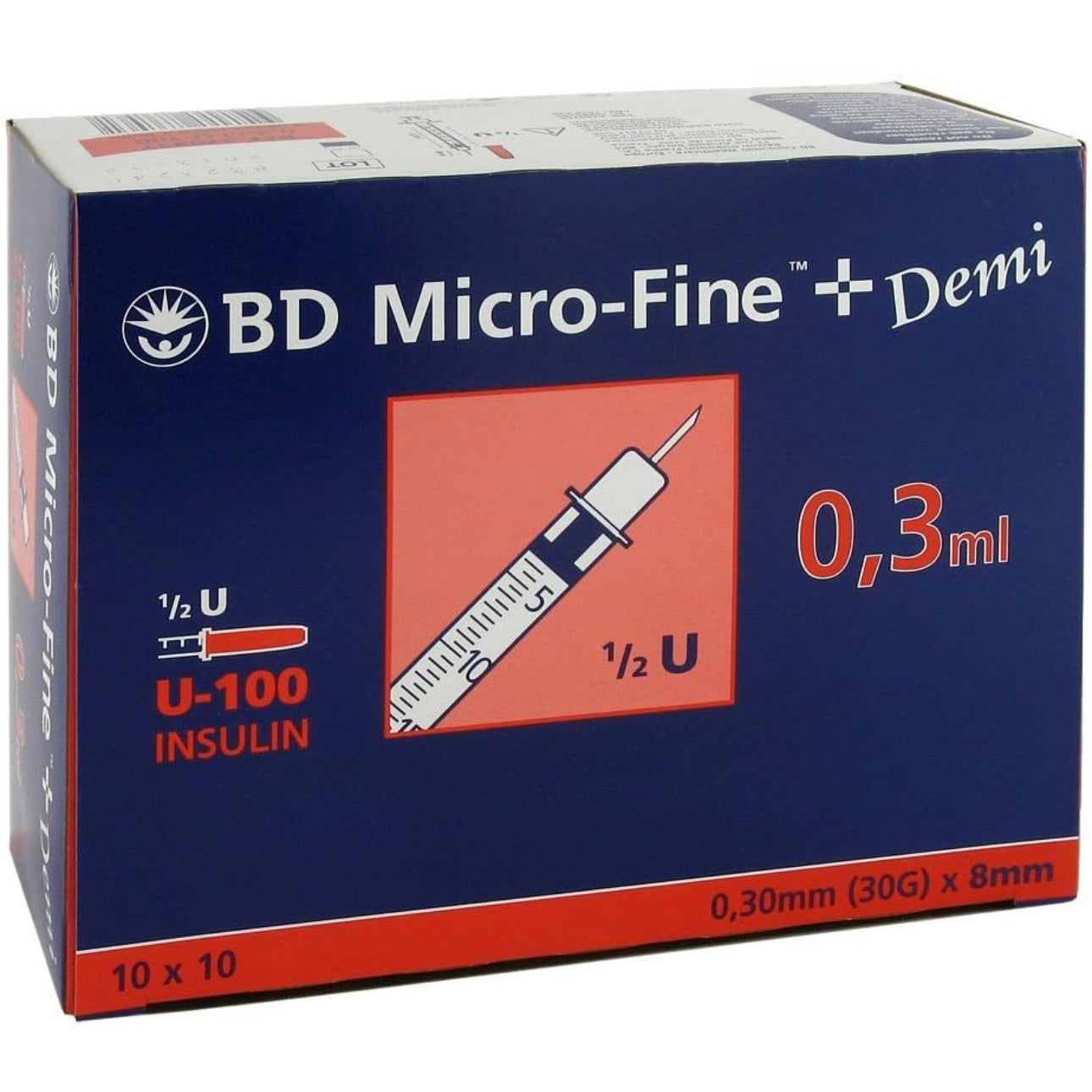 BD Micro-FineTM+ U 100 Shots 0.3 x 8 mm (Pack of 100)